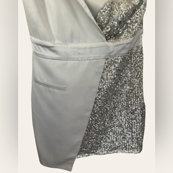 Elle Zeitoune Alexa Silver Cocktail Dress Size M - Picture 10 of 11